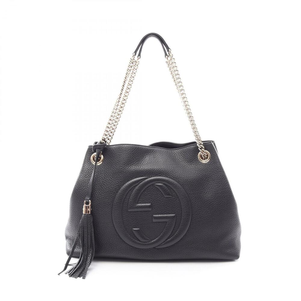 Gucci Soho Interlocking GG Shoulder Bag Leather Black